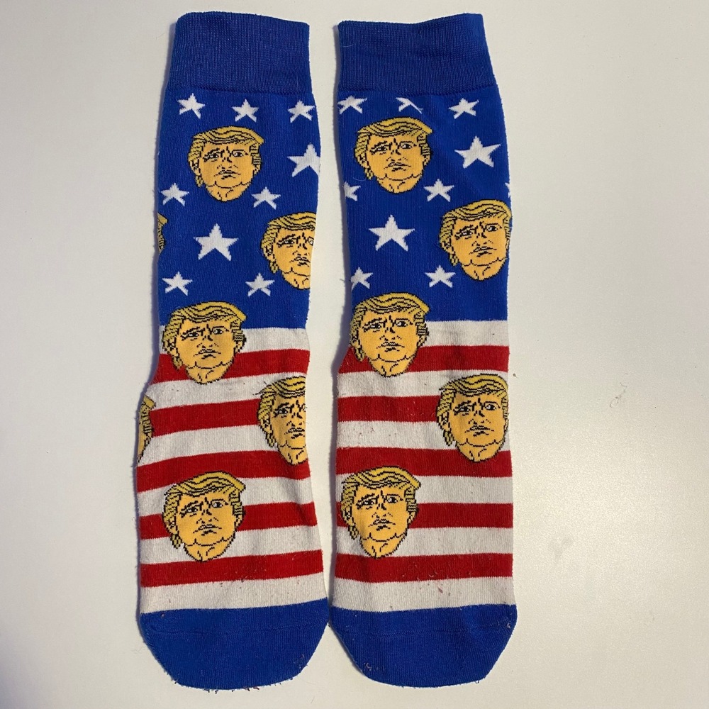 Donald Trump Socks Mens OSFM‎ Red White Blue Patriotic MAGA USA